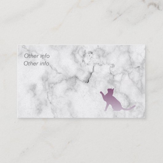 大理石で紫色の猫 – 獣医 名刺 (裏面)