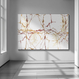 大理石で設計された金ゴールドマルーン（4つの枝を持つ） キャンバスプリント