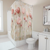大理石とクラレットのチューリップ：繊細。 シャワーカーテン (インサイチュ)