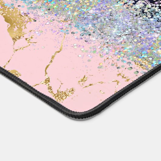 大理石とグリッターグラデーションのブレンド デスクマット (コーナー)