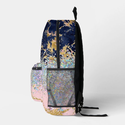大理石とグリッターモノグラムガーリー プリントバックパック (右)