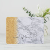 大理石とゴールドのあなたは私のメイド・オブ・オナーになってもらえますか 招待状 (スタンド正面)