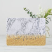 大理石とゴールドのあなたは私のメイド・オブ・オナーになってもらえますか 招待状 (スタンド正面)