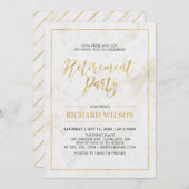 大理石とゴールドのフレーム | 現代の退職パーティー 招待状 (正面/裏面)