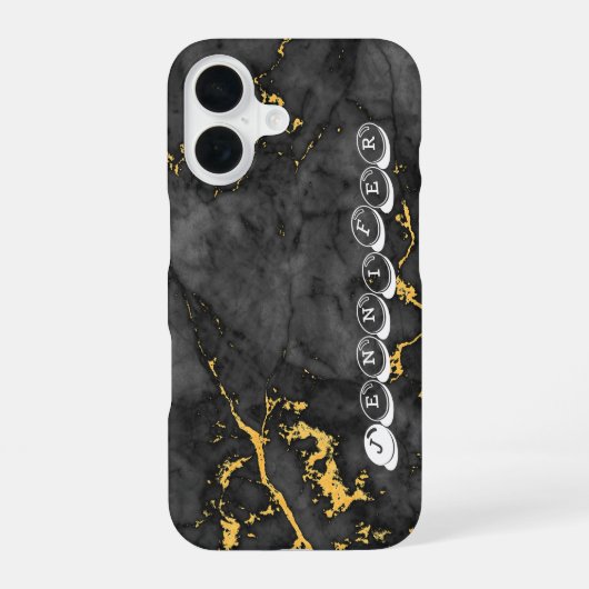 大理石とゴールド iPhone 16ケース (裏面)