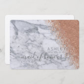大理石とバラの金ゴールドが私のメイド・オブ・オーナー(花嫁付き添い人) 招待状 (正面/裏面)
