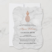 大理石とバラフェイク金ゴールドパイナップルブライダルシャワー 招待状 (正面)