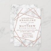 大理石とバラフェイク金ゴールド幾何学的な結婚式の招待 招待状 (正面/裏面)