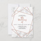 大理石とバラフェイク金ゴールド幾何学的な結婚式の招待 招待状 (正面)