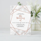 大理石とバラフェイク金ゴールド幾何学的な結婚式の招待 招待状 (スタンド正面)