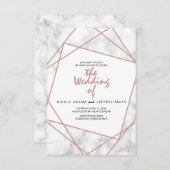 大理石とバラフェイク金ゴールド幾何学的な結婚式の招待 招待状 (正面/裏面)