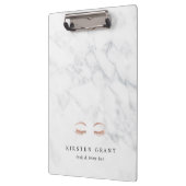 大理石とバラ金ゴールドのラッシュとブローズの美しいロゴ クリップボード (左)