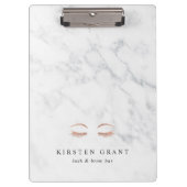 大理石とバラ金ゴールドのラッシュとブローズの美しいロゴ クリップボード (正面)