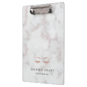 大理石とバラ金ゴールドのラッシュとブローズの美しいロゴ クリップボード (左)