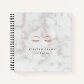 大理石とバラ金ゴールドのラッシュとブローズの美しいロゴ ノートブック (正面)