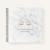 大理石とバラ金ゴールドのラッシュとブローズの美しいロゴ ノートブック (正面)