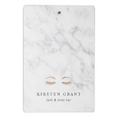 大理石とバラ金ゴールドのラッシュとブローズの美しいロゴ ミニクリップボード (裏面)