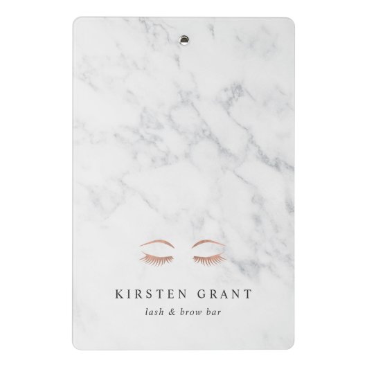 大理石とバラ金ゴールドのラッシュとブローズの美しいロゴ ミニクリップボード (裏面)