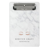 大理石とバラ金ゴールドのラッシュとブローズの美しいロゴ ミニクリップボード (正面)