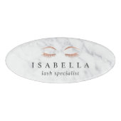 大理石とバラ金ゴールドのラッシュと眉 |エステティシャン 名札 (正面)