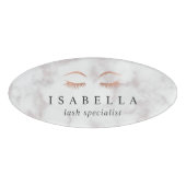 大理石とバラ金ゴールドのラッシュと眉 |エステティシャン 名札 (正面)