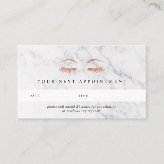 大理石とバラ金ゴールドのラッシュと眉 予約カード (正面)