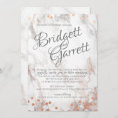 大理石とバラ金ゴールドスパークル結婚ズ 招待状 (正面/裏面)