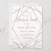 大理石とバラ金ゴールド幾何リハーサルディナー 招待状 (正面)