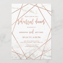 大理石とバラ金ゴールド幾何リハーサルディナー 招待状