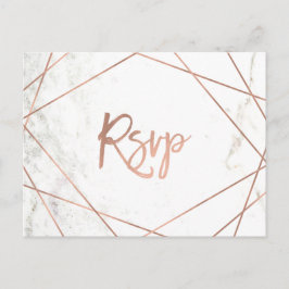 大理石とバラ金ゴールド幾何学食事の選択RSVP インビテーションポストカード