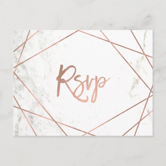 大理石とバラ金ゴールド幾何学食事の選択RSVP インビテーションポストカード (正面)