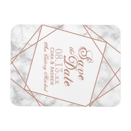 大理石とフェイクバラ金ゴールド日付の保存 マグネット (横)