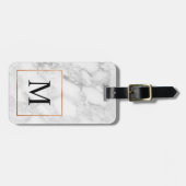大理石とホイルフェイクモノグラム縁どラゲージタグ ラゲッジタグ (正面横)