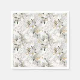 大理石とモダンな春の花の ブライダルシャワー スタンダードカクテルナプキン