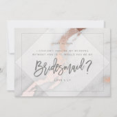 大理石とローズゴールドのブライズメイド 招待状 (裏面)