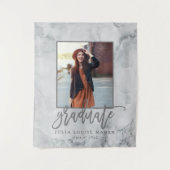 大理石とローズゴールドの卒業発表 タペストリー (正面)