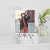 大理石とローズゴールドの卒業発表 招待状 (スタンド正面)