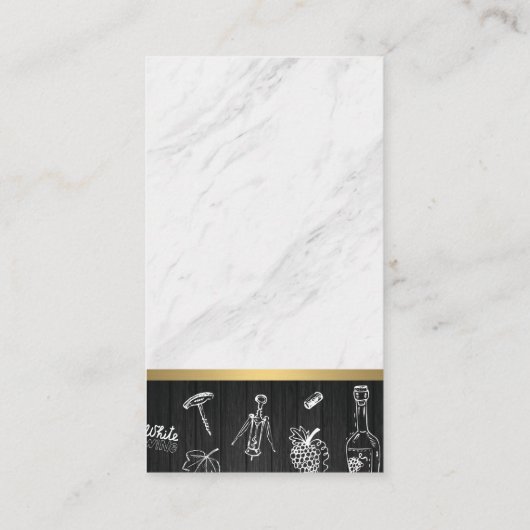 大理石と木製トリムワインパターン 名刺 (裏面)