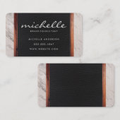 大理石と木製トリム付き革 名刺 (正面/裏面)
