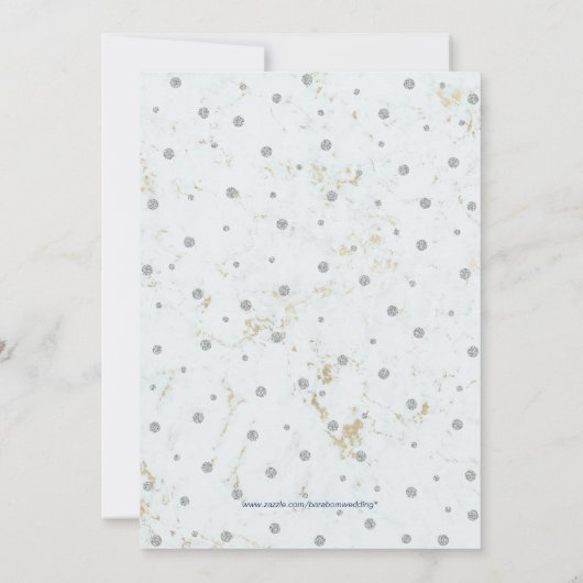 大理石と水玉模様 | シルバーカップルズウェディングシャワー 招待状 (裏面)