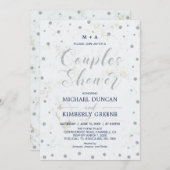 大理石と水玉模様 | シルバーカップルズウェディングシャワー 招待状 (正面/裏面)