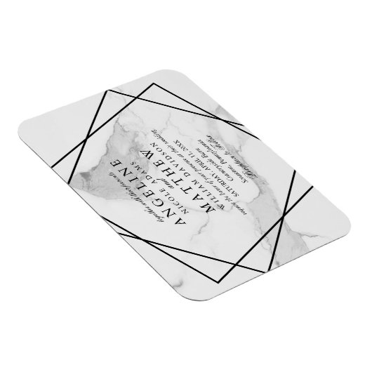 大理石と白黒の幾何学的結婚の招待 マグネット (右側)