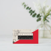 大理石と赤の斜め分割の名刺 名刺 (スタンド正面)