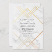 大理石と金ゴールドのジオメトフェイクリシェイプ結婚フォイル 招待状 (正面)