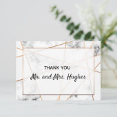 大理石と金ゴールドエレガントなウェディング感謝していユー サンキューカード (スタンド正面)