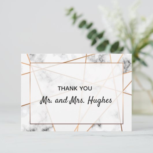 大理石と金ゴールドエレガントなウェディング感謝していユー サンキューカード (スタンド正面)