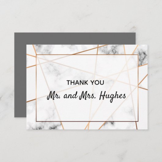 大理石と金ゴールドエレガントなウェディング感謝していユー サンキューカード (正面/裏面)