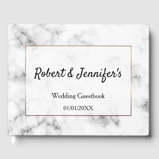 大理石と金ゴールドエレガントな結婚式 ゲストブック (正面)