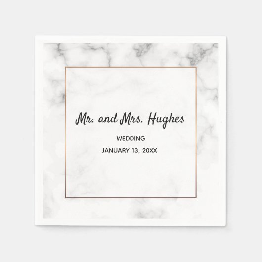 大理石と金ゴールドエレガントな結婚式 スタンダードカクテルナプキン (正面)