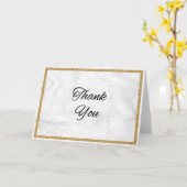 大理石と金ゴールドサンキューカード（黒いレタリン付き） カード (黄色い花)